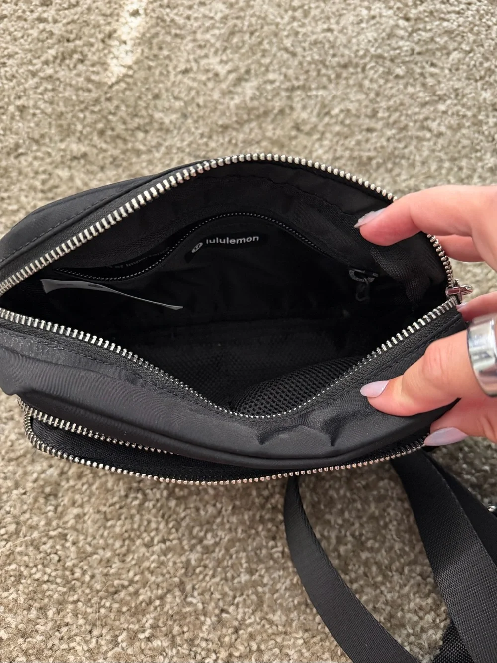 lululemon athletica Black Crossbody Bag with Silver Hardware